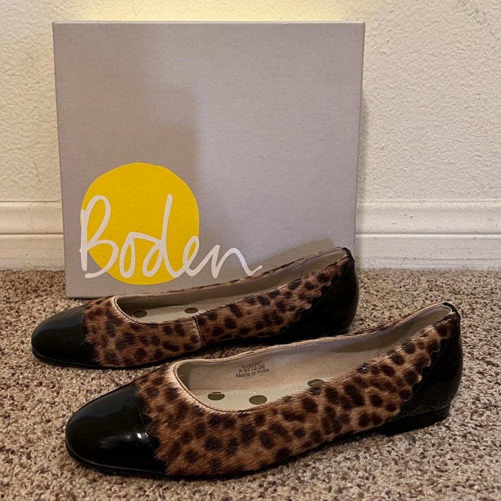 BODEN Bella Ballerina Flat (Tan Leopard/Black)